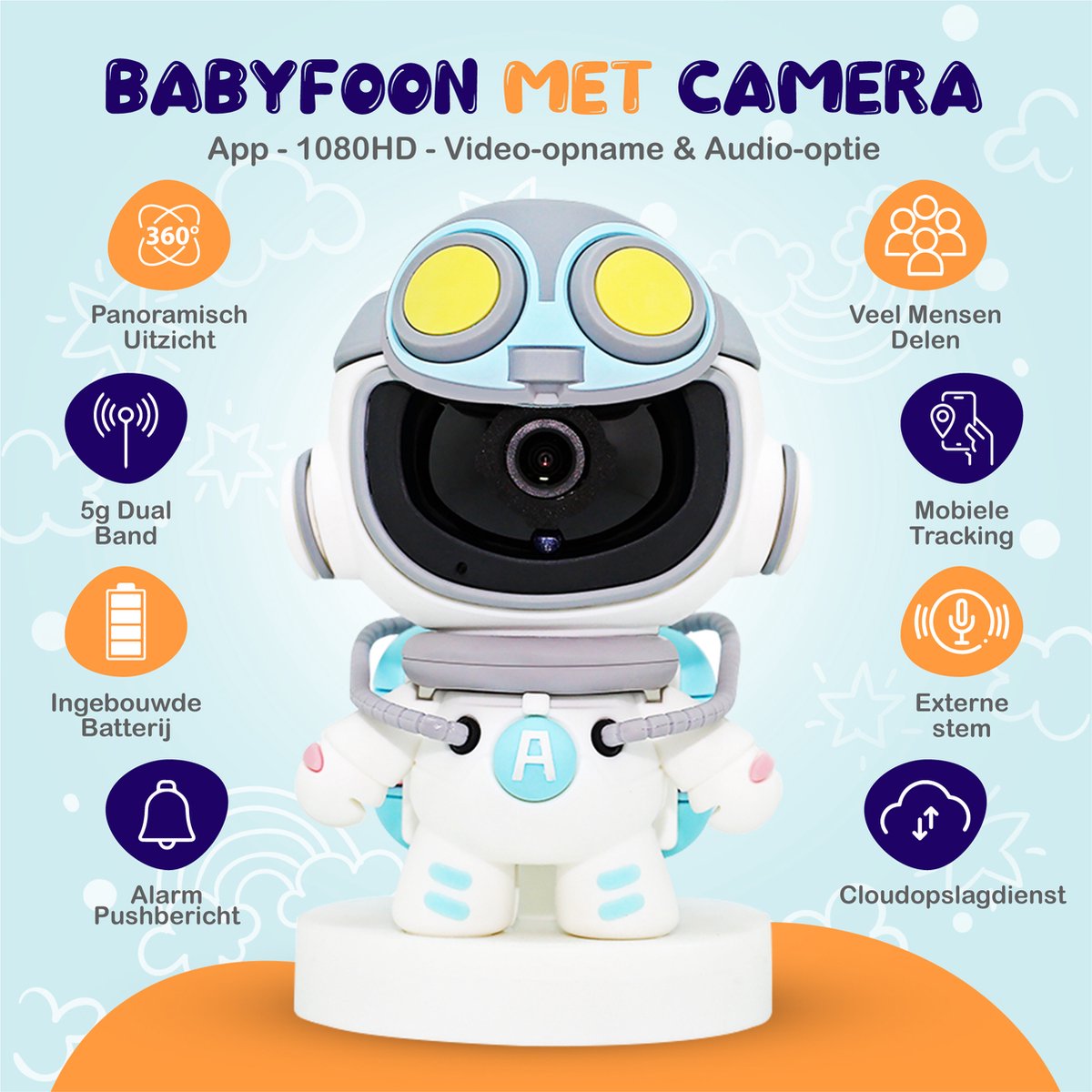 Afbeelding 3 van Little Immi - Babyfoon met camera en app - 1080HD - Video opname & Audio optie - Babymonitor met bewegingsdetectie -