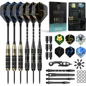 Darts - 6 Dartpijlen (64-delig) - 23, 24, 25, 26 Gram Dartspijlen - 2 Sets Premium Brass Pijlen - Steeltip - Inclusief Dart Flights & Case