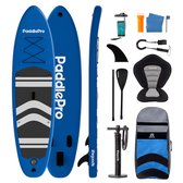 Bol.com LifeGoods PaddlePro SUP Board - met Zitje - Opblaasbaar Paddle Board - Complete Set - Max. 135KG - 320x81cm - Blauw aanbieding