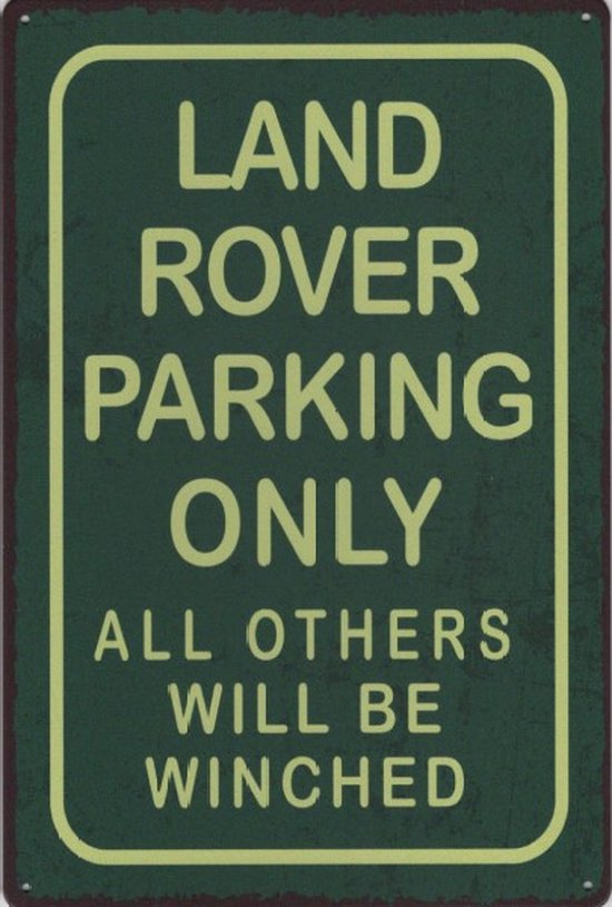 Wandbord - LAND ROVER parking only -20x30cm-