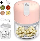 COCHO® Mini USB Hakmolen Roze Elektrisch Foodprocessor Hakmolens Uiensnijder vaatwasser bestendig Chopper RVS Messen - 250 ml