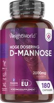 WeightWorld D-mannose capsules - 2000 mg D-mannose per portie - 180 vegan capsules