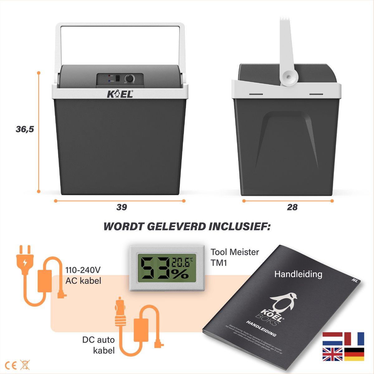 Koel Boks 25L - Koelbox Elektrisch 12V en 220V/230 Volt - Camping Koelkast voor Auto - Coolbox - Frigobox tot -19°C — afbeelding 4