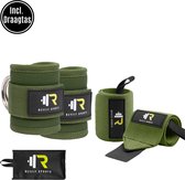 ReyFit Sports 2x Ankle Straps & 2x Wrist Wraps Bundel | Fitness accessoires | Crossfit | Krachttraining | Groen