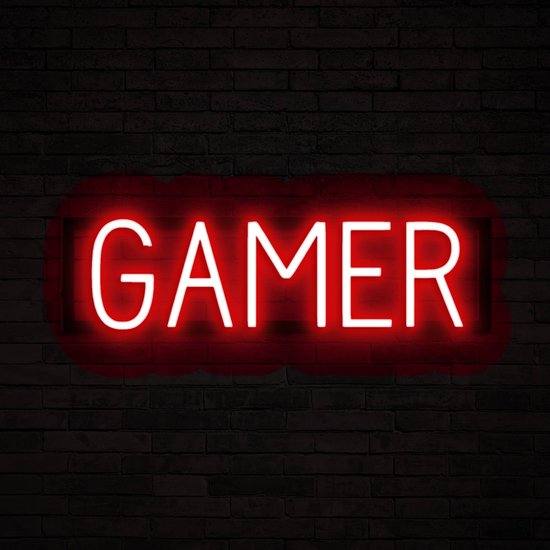 GAMER - Lichtreclame Neon LED bord verlicht | SpellBrite | 55,15 x 16 cm | 6 Dimstanden & 8 Lichtanimaties | Reclamebord neon verlichting