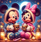 Diamond painting Disney Mickey en Minnie 50x50 vierkante steentjes