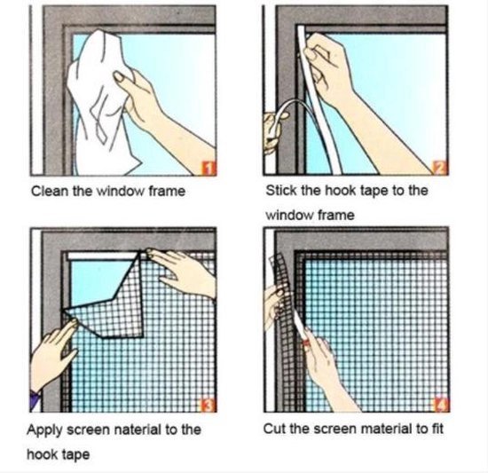 Instructies in vier stappen voor het aanbrengen van een raamhor.