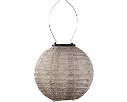 Lumiz Solar Buitenlamp – Buitenverlichting – Lampion – Solar Tuinverlichting – Spectare Rond – 20 cm – Licht Taupe