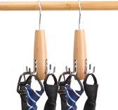 Set van 2 stropdashouders, sjaalstropdasrek van hout, riemopslag, 360 graden draaibaar voor stropdassen, riemen, houtkleur
