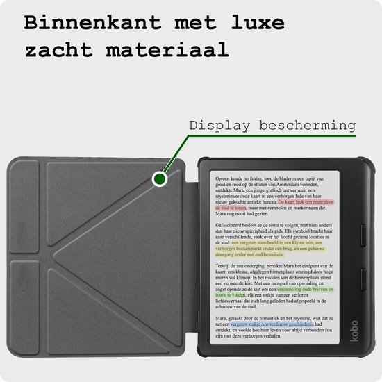 Hoes Geschikt voor Kobo Libra Colour Hoesje Bookcase Cover Hoes Trifold - Hoesje Geschikt voor Kobo Libra Colour Hoes Cover Case - Bloesem van LC.IMEEKE — afbeelding 5