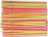 Plastic rietjes - Rietjes - 100 stuks - Gekleurde rietjes - (herbruikbaar) - diverse kleuren