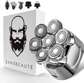 Bol.com 6-in-1 Scheerapparaat Mannen – Trimmer - Sansbeauté® SkullSharp V1 | 7 Head - Nat & Droog - Electric Face Head & Hair Sh... aanbieding