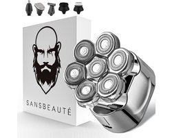 6-in-1 Scheerapparaat Mannen – Trimmer - Sansbeauté® Skull Sharp V1 | 7 Head - Nat & Droog - Electric Face Head & Hair Shaver – Hoofd Kaal Scheren - Opzetstukken - Elektrisch