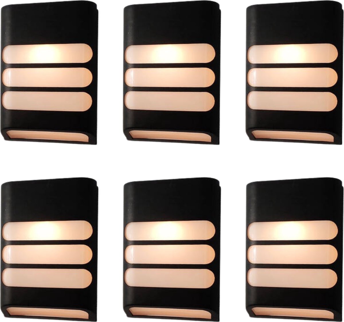 Solar wandlamp buiten - Set van 6 stuks - Tuinverlichting op zonne-energie geschikt voor schutting - Zwart