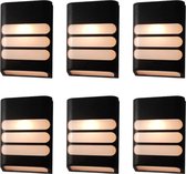 Solar wandlamp buiten - Set van 6 stuks - Tuinverlichting op zonne-energie geschikt voor schutting - Zwart