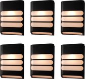 Solar wandlamp buiten - Set van 6 stuks - Tuinverlichting op zonne-energie geschikt voor schutting - Zwart