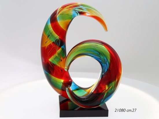 Glassculptuur in Balance zijn en blijven 27 cm hoog - glas handgemaakt - multicolor