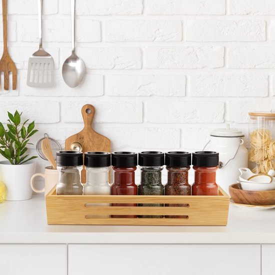 Kruidenrek Bamboe Zelfklevend Schroeven Keukenrekken - Hangend Aan De Muur Keuken 2 Stuks