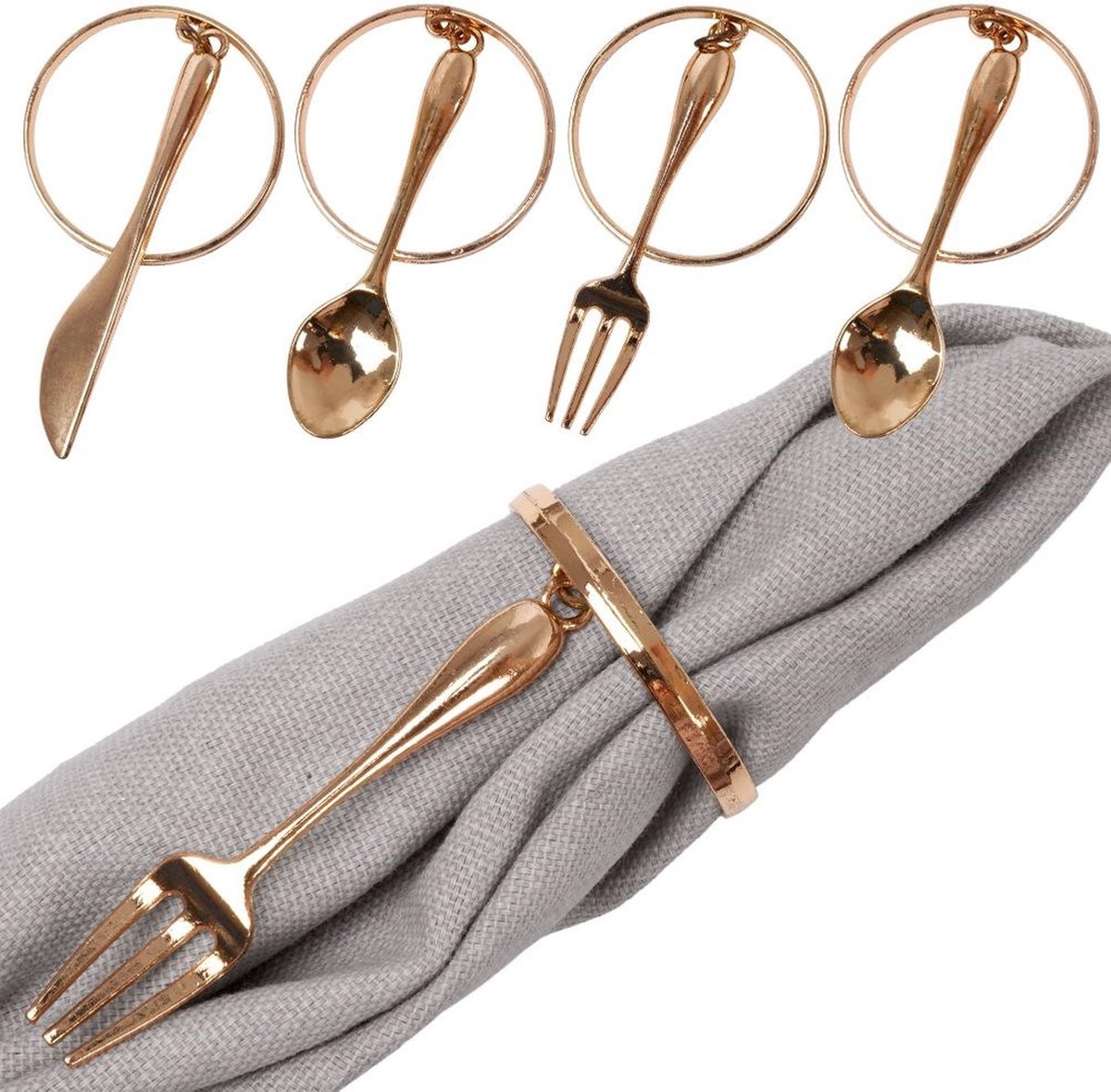 Servetringen Metaal Gouden Bestek 4 cm 4 stuks - Servetring - Tafeldecoratie - Servieshouder - voor Servetten