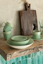 MÄSER 934070 serie Niara Organic, moderne bordenset voor 4 personen in spannende vintage look, 3-delige set platen met bijzondere glazuurcombinatie in zwart en bruin, aardewerk
