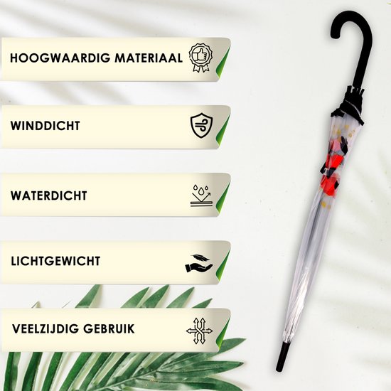 Parapluie à fleurs - Parapluie dôme PVC Transparent Diamètre 86 cm - TRANSPARENT - AUTOMATISÉ - Ø 86 CM - DESIGN