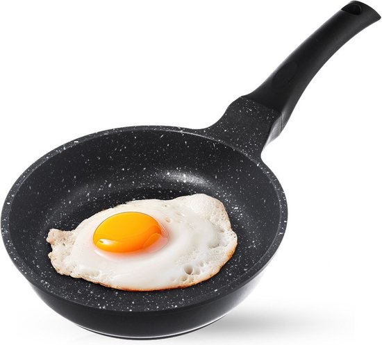 Poêle à Frire Granit GRANDE 16 cm - Pan Multifonctionnelle pour Viande - Légumes - Poêle à Oeufs, Poêle à Omelette, Poêle à Crêpes aux Oeufs