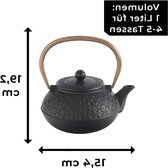 Bol.com 1 Litre Japanese Cast Iron Teapot with Strainer - Various Models Ceramic Stoneware - Asian Chinese Jug Iron Tea Pot Blac... aanbieding