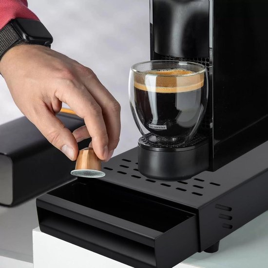 Koffiecontainer voor gemalen roestvrij staal, Knock Box espressolade, afneembare lade met afneembare slagstang, (zwart