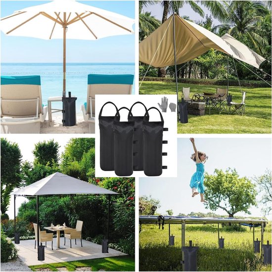 Lot De 4 Poids Pour Tonnelle Avec Gants - Sacs De Sable Imperméables, Jusqu'à 10 Kg Chacun - Pour Tentes, Trampolines