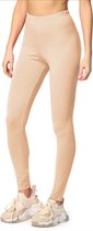 Merry Style MS-MS10-198-LE Dames Leggings - Sport - Vrijetijdsbroek - Lang - Katoen - Sporbroek - Yogabroek - Natuur - XL