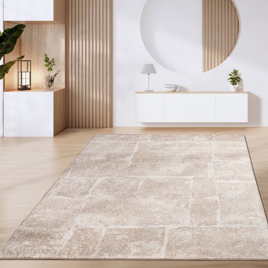 Paco Home Vloerkleed Woonkamer Laagpolig Patroon Scandinavisch Boho Patroon Geometrisch, Maat:240x340 cm, Kleur:Beige 7