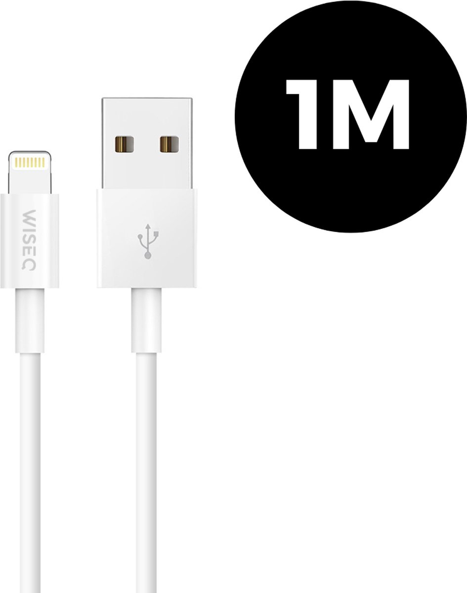 WISEQ Premium iPhone Kabel - 1 Meter - USB naar Lightning Oplaadkabel - Wit