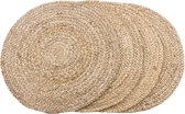 Napperons Krumble – Set de 4 – Set de table rond – Sets de table ronds – Set de table en rotin – Jute – Rond – ø38 cm – Naturel