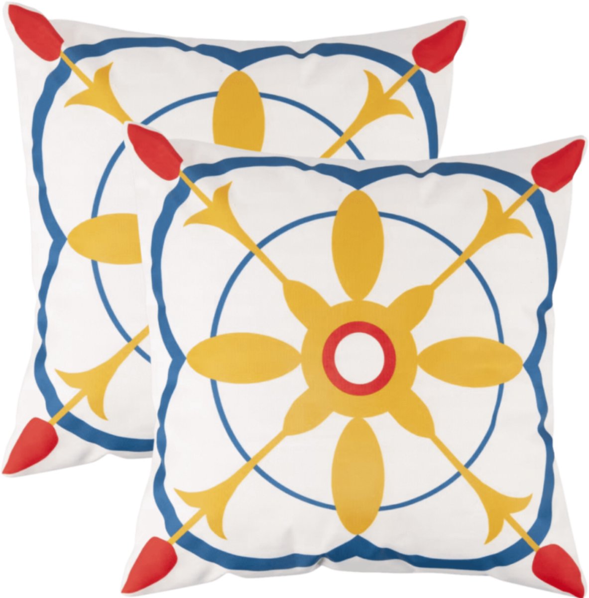 buitenkussen hoes 2stuks 45x45 blauw geel oranje wit design4