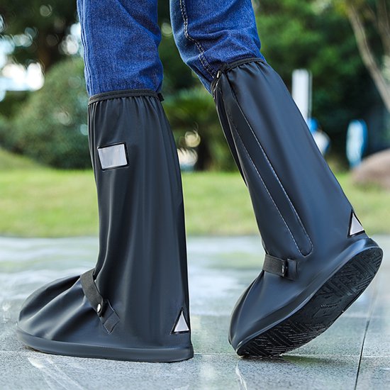 1 * paar motorfiets regen overschoenen, motorfiets scooter fiets fietsen waterdichte antislip schoenen hoes voor regenachtige besneeuwde dag(XL-Zwart