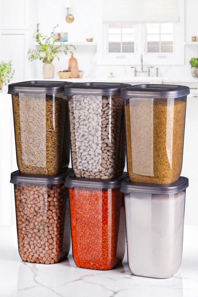 Asir - Opbergdozenset (6 stuks) - Antraciet - 13 x 23 x 28,5