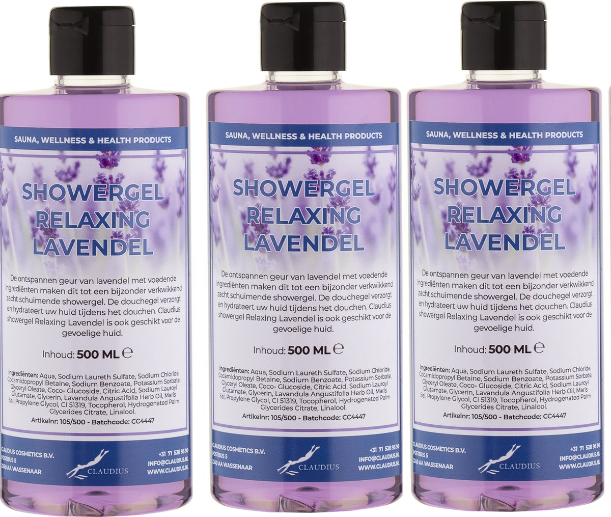Goedkoopste Douchegel Relaxing Lavendel 500 ml - met klepdop - set van 3 stuks - Showergel