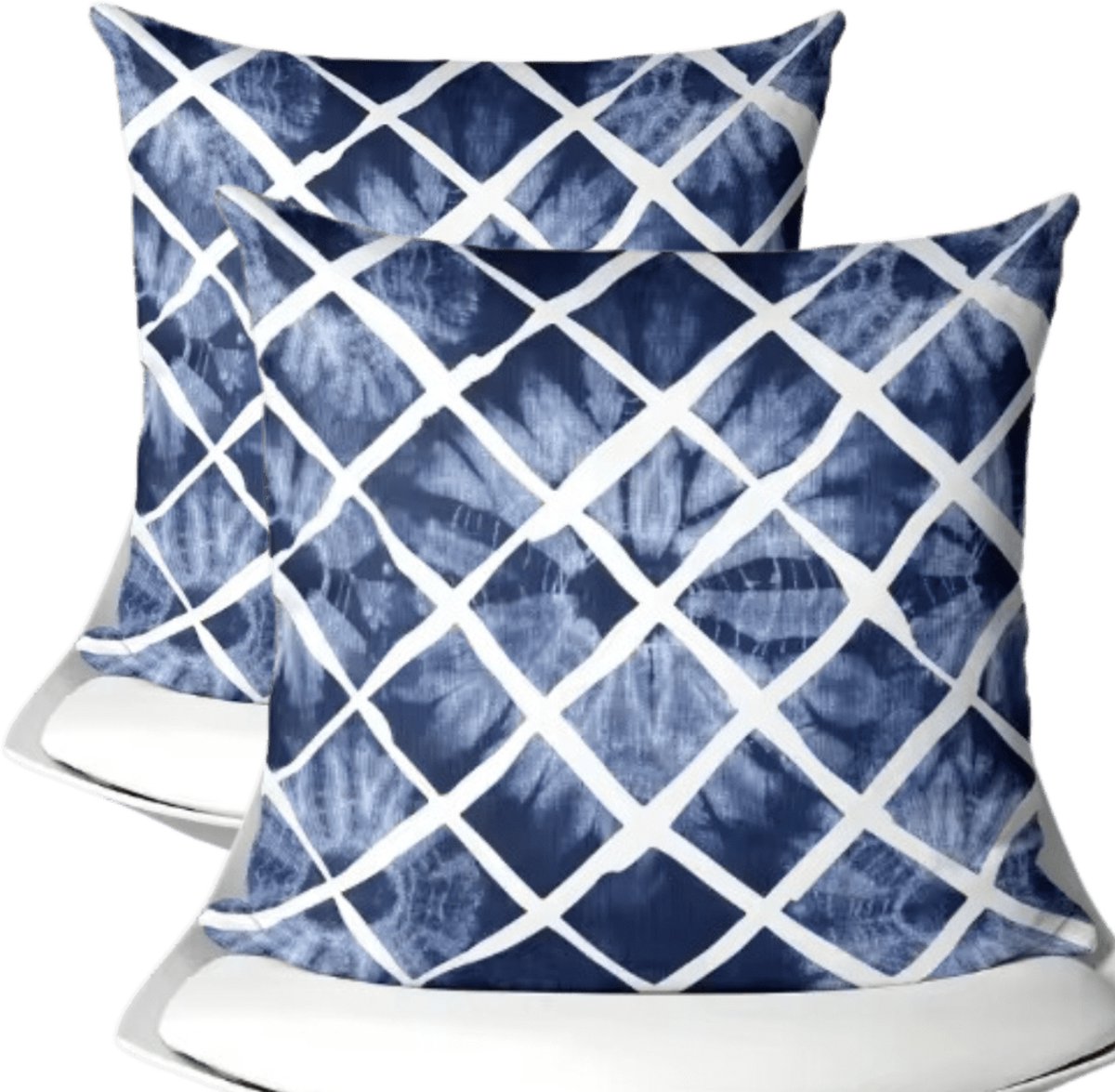 buitenkussen hoes 2stuks blauw-wit design6