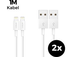 WISEQ 2 Premium Geschikt Voor iPhone Kabels - Set van 2 - 1 Meter - Geschikt voor USB naar Lightning Oplaadkabels - Wit