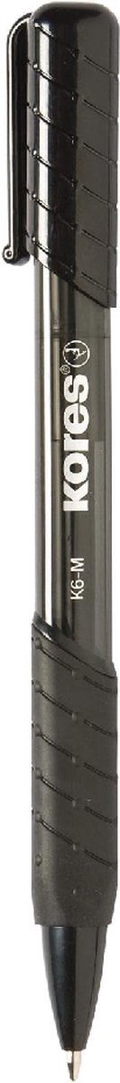 Kores 37621 balpen Zwart Intrekbare balpen met klembevestiging Medium 12 stuk(s)
