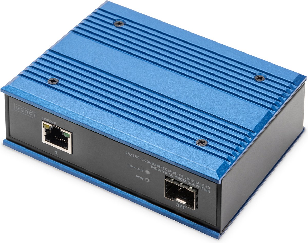 Digitus DN-652104-1 netwerk media converter 1000 Mbit/s Zwart, Blauw