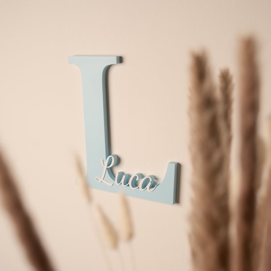 MyNomini - Naambordje kinderkamer gepersonaliseerd met naam - Baby Blauw/Wit — afbeelding 5