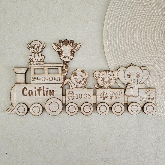 Houten gepersonaliseerde geboortebordjes - kraaamcadeau - babyshower - cadeautip - geboorte van Woodstag — afbeelding 4