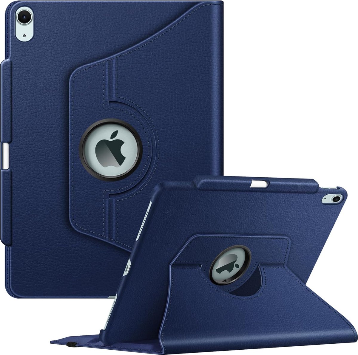 Geschikt voor Apple iPad Air 6 13 inch (M2) 2024 - 360 graden draaiend - Beschermhoes met potloodhouder - Book Case - Marineblauw