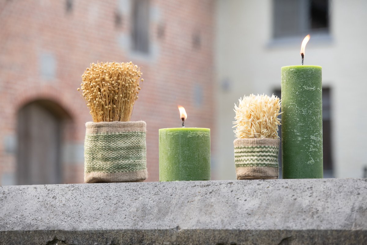 J-line gedroogd vlas in pot - jute - naturel