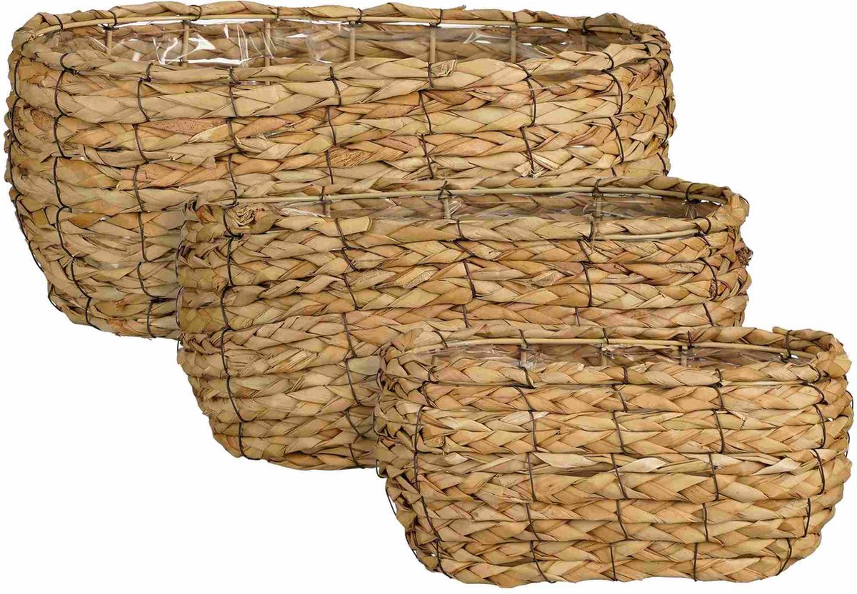 Mica Decorations Mand Dano 39x27x17 cm Zeegras Bruin- Set van 3