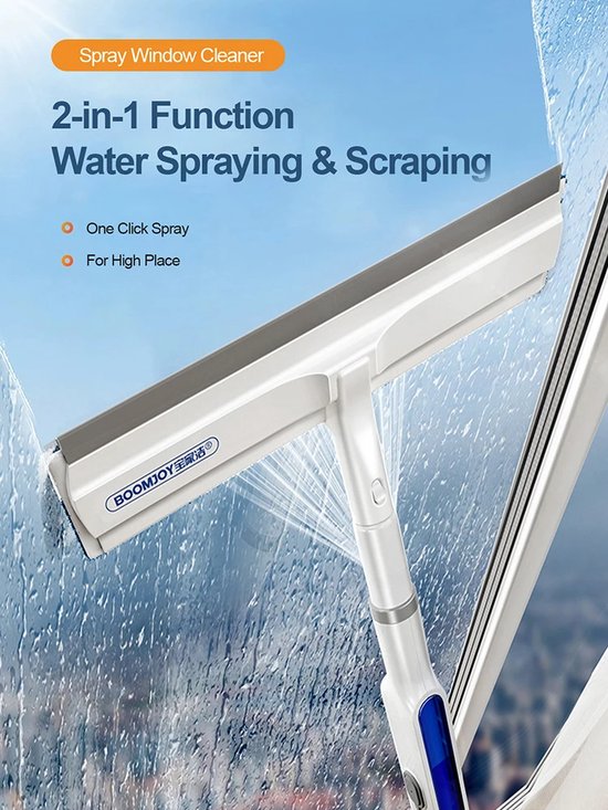 Professionele Raamwisser Reiniger, 2 in 1 Douche Wisser met Verlengstok, Telescopische Raamwasser met Flexibele Kop, Glasreinigingsgereedschap voor binnen en buiten