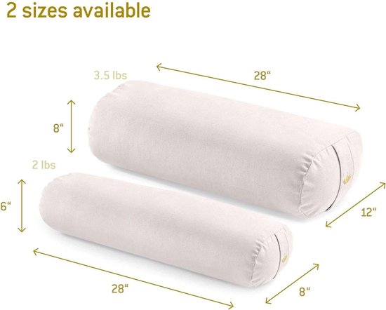 Yoga Bolster voor Yin Yoga - Wasbare Biokatoenen Kussen met Kapok Vulling - Meditatie en Pilates Rol — afbeelding 4