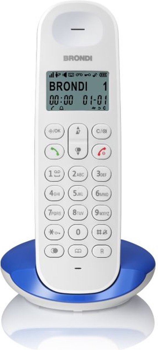 Brondi Lotus, DECT-telefoon, Draadloze handset, 50 entries, Blauw, Wit