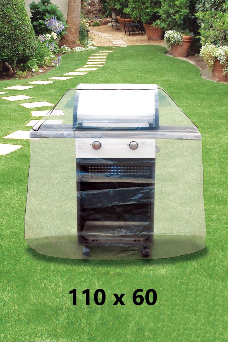 Beschermhoes voor Gasbarbecue - BBQ Hoes Waterdicht - 110x60xH130 - Transparant